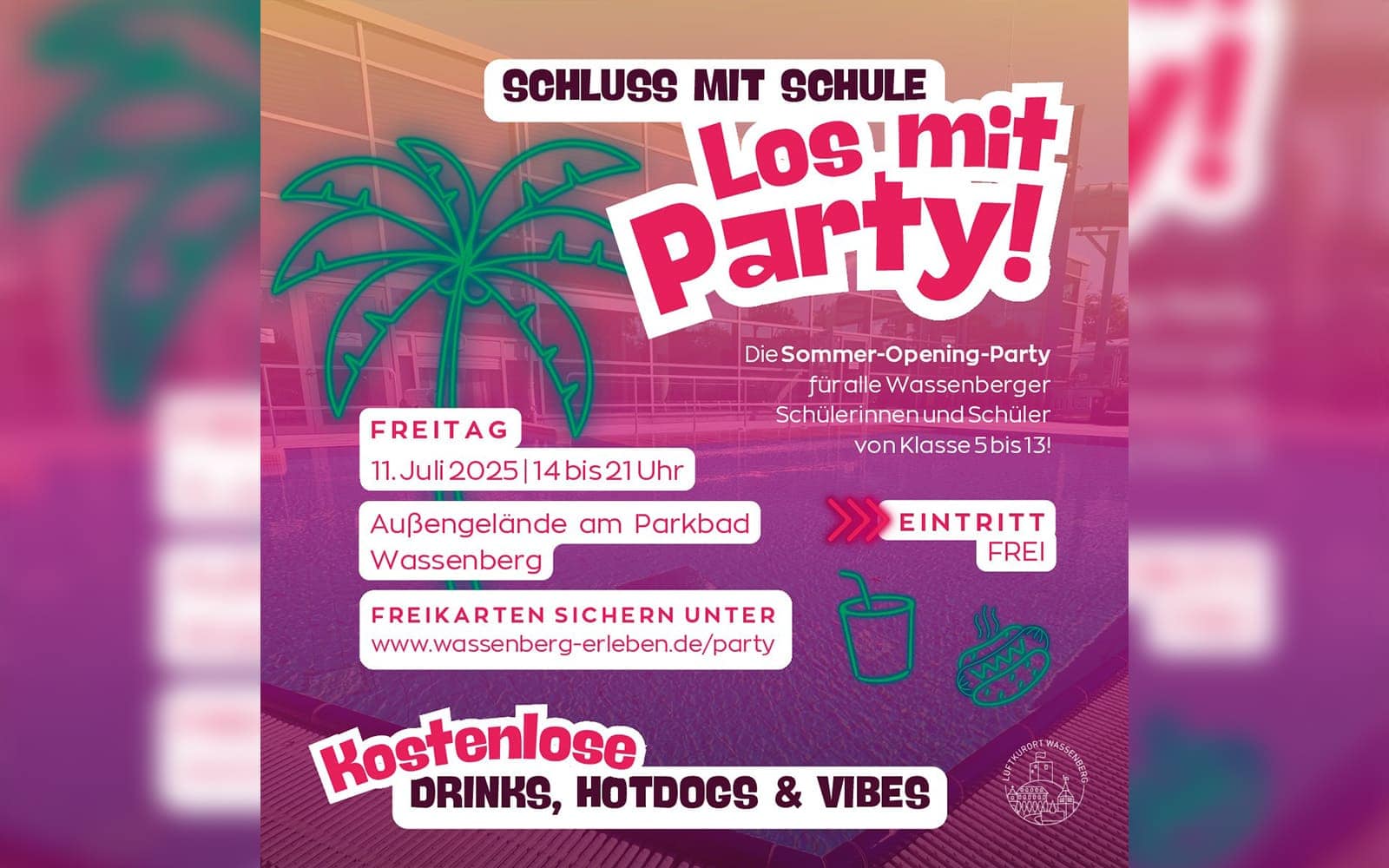 „Schluss mit Schule – los mit Party!“: Sommerferien starten mit Open-Air-Disco im Parkbad Wassenberg